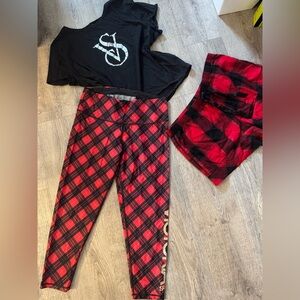 Victoria's Secret red and black plaid Active / loungewear set